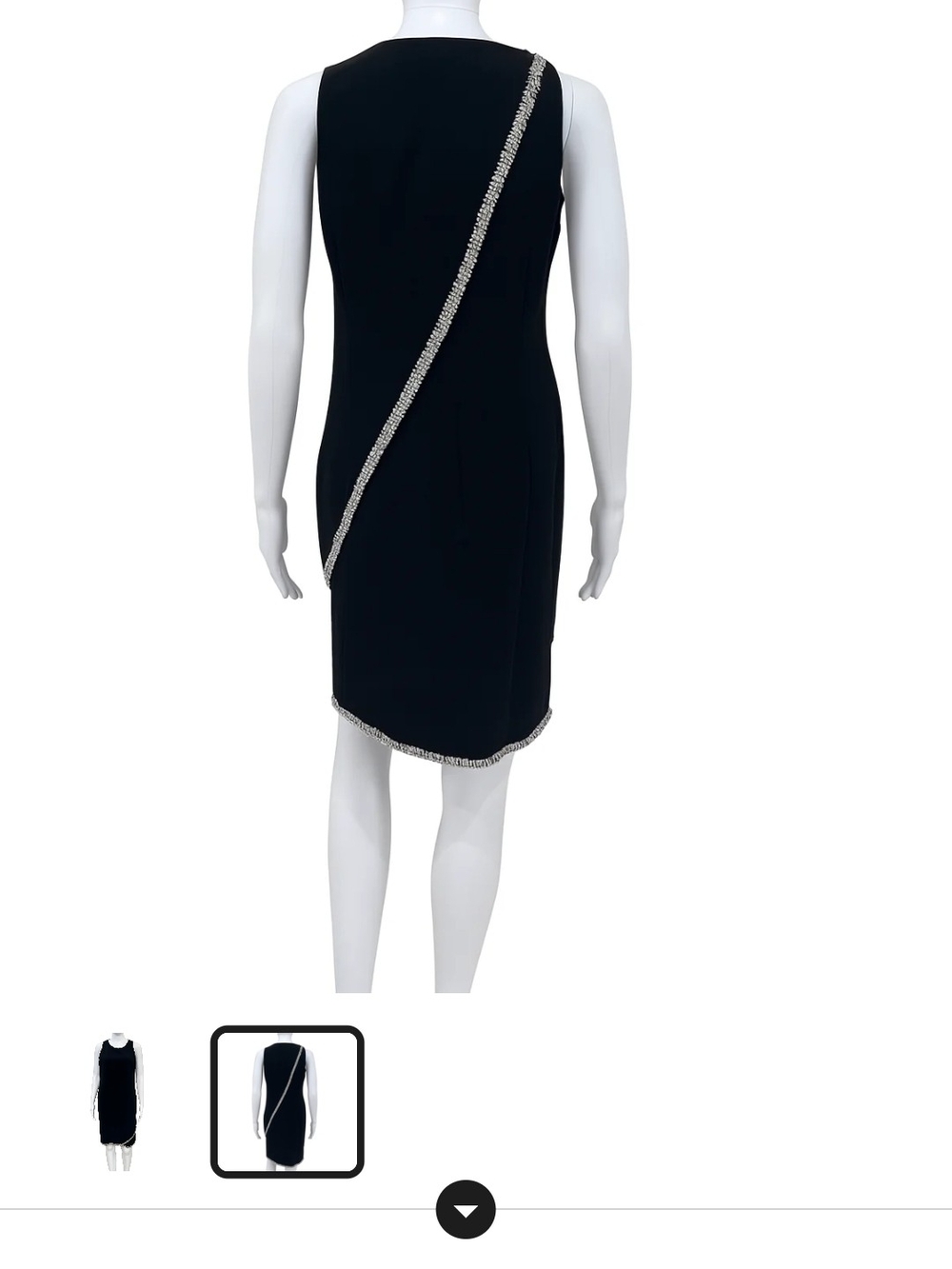 Giorgio Armani Black Sleeveless Sheath Dress with Diagonal Crystal Trim